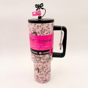 Betsey Johnson 40oz Stainless Steel Insulated Tumbler Pink Floral Leopard Bow